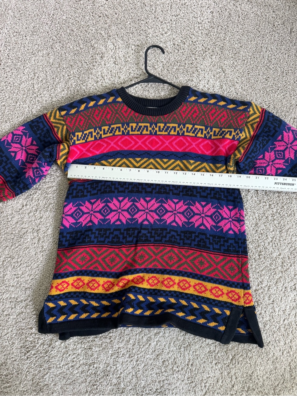 Vintage Rafaella Multi-Color Fair Isle Crewneck Sweater - Navy, Pink, Mustard - Picture 5 of 7